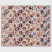 ファミリーフォトコラージュ赤キルトルック28カスタム写真 ラッピングペーパー (フラット)