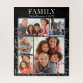 ファミリーフォトコラージュ黒植物学 ジグソーパズル (縦)