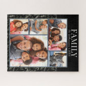 ファミリーフォトコラージュ黒植物学 ジグソーパズル (横)