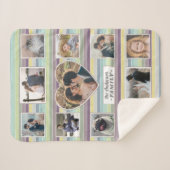 ファミリーフォトコラージュ11カスタムハートレトロストライプ シェルパブランケット (正面(横))