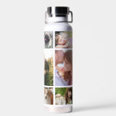 ファミリーフォトコラージュ11カスタム写真 |白 ウォーターボトル (背面)
