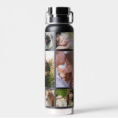 ファミリーフォトコラージュ11カスタム写真 |黒 ウォーターボトル (背面)