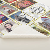 ファミリーフォトコラージュ11写真マーブル金ゴールド簡単 シェルパブランケット (3/4)