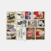 ファミリーフォトコラージュ11写真大理石金ゴールド簡単 フリースブランケット (正面(横))