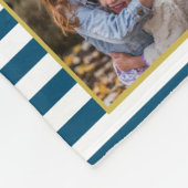 ファミリーフォトコラージュ12写真名ストライプ フリースブランケット (角)