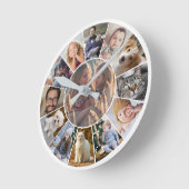 ファミリーフォトコラージュ13インスタグラム写真簡単グリッド ラウンド壁時計 (傾斜)