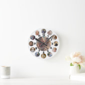 ファミリーフォトコラージュ13インスタグラム写真 |白 ラウンド壁時計 (ホーム)