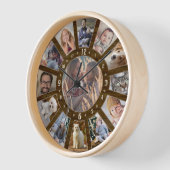 ファミリーフォトコラージュ13カスタム簡単ファームハウスウッド 壁時計 (傾斜)