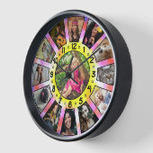 ファミリーフォトコラージュ13レトロタイダイカスタム簡単 壁時計 (傾斜)