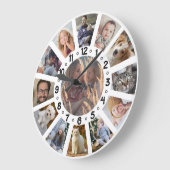 ファミリーフォトコラージュ13写真と数字簡単 ラージ壁時計 (傾斜)