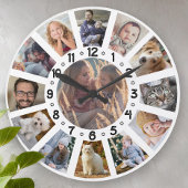 ファミリーフォトコラージュ13写真と数字簡単 ラージ壁時計