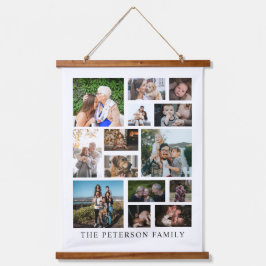 ファミリーフォトコラージュ14写真名壁タペストリー 吊り下げ型タペストリー