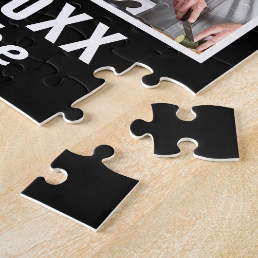 ファミリーフォトコラージュ15カスタム白黒スクエア ジグソーパズル (側面)