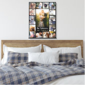 ファミリーフォトコラージュ15写真+ネームブラック簡単 キャンバスプリント (インサイチュ (寝室))