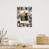 ファミリーフォトコラージュ15写真+名前グレーホワイト ポスター (キッチン)