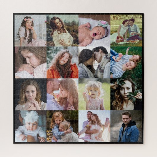 ファミリーフォトコラージュ16簡単スクエアインスタグラムグリッド ジグソーパズル (縦)