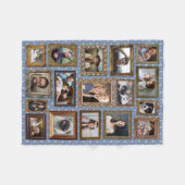 ファミリーフォトコラージュ17写真フレファンシーーム簡単 フリースブランケット (正面(横))