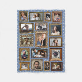 ファミリーフォトコラージュ17写真フレファンシーーム簡単 フリースブランケット