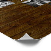 ファミリーフォトコラージュ20 B&Wハート写真+ネームウッド ポスター (角)