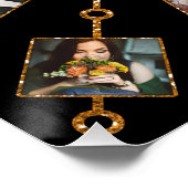 ファミリーフォトコラージュ21写真かわいらしブラック金ゴールド ポスター (コーナー)