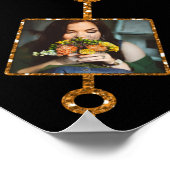 ファミリーフォトコラージュ21写真かわいらしブラック金ゴールド ポスター (角)