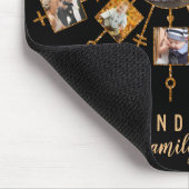 ファミリーフォトコラージュ21写真ブラック金ゴールド+名前 マウスパッド (コーナー)