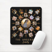 ファミリーフォトコラージュ21写真ブラック金ゴールド+名前 マウスパッド (マウス)