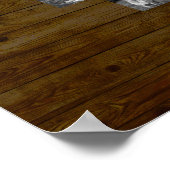 ファミリーフォトコラージュ25 B&Wハート写真+ネームウッド ポスター (角)