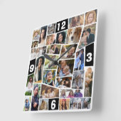 ファミリーフォトコラージュ29カットアウト写真簡単テンプレート スクエア壁時計 (傾斜)