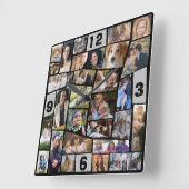 ファミリーフォトコラージュ29簡単テンプレートカット写真 スクエア壁時計 (傾斜)