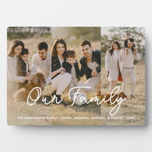 ファミリーフォトコラージュ3フォトスクリプトタイポグラフィ フォトプラーク (正面)