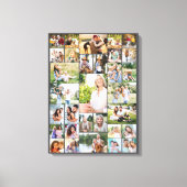 ファミリーフォトコラージュ31写真ダークグレー キャンバスプリント (正面)