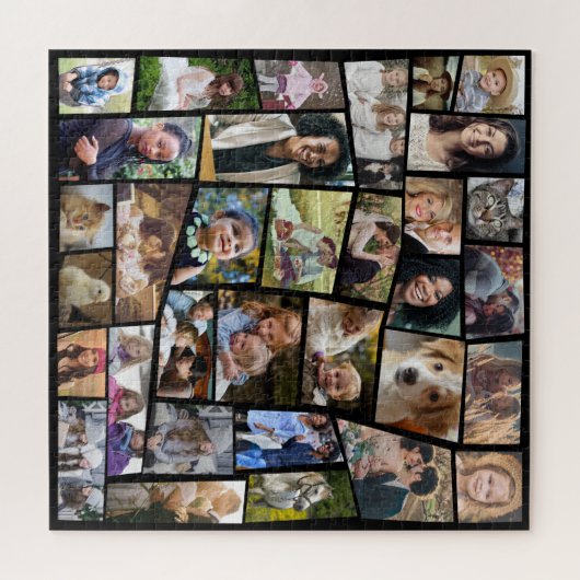 ファミリーフォトコラージュ33カット写真簡単テンプレート ジグソーパズル (横)