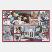 ファミリーフォトコラージュ36写真3色カスタム ラッピングペーパーシート (正面)