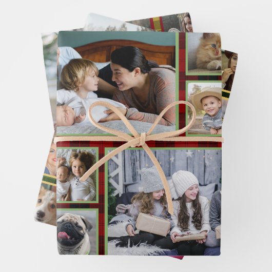 ファミリーフォトコラージュ36写真|バッファロープレイド ラッピングペーパーシート (インサイチュ)