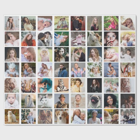 ファミリーフォトコラージュ56スクエアインスタグラム簡単DIY ラッピングペーパー (フラット)