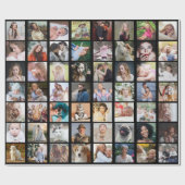 ファミリーフォトコラージュ56スクエアインスタグラムDIYブラック ラッピングペーパー (フラット)