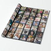 ファミリーフォトコラージュ56スクエアインスタグラムDIYブラック ラッピングペーパー (アンロールド)