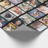 ファミリーフォトコラージュ56スクエアインスタグラムDIYブラック ラッピングペーパー (角)