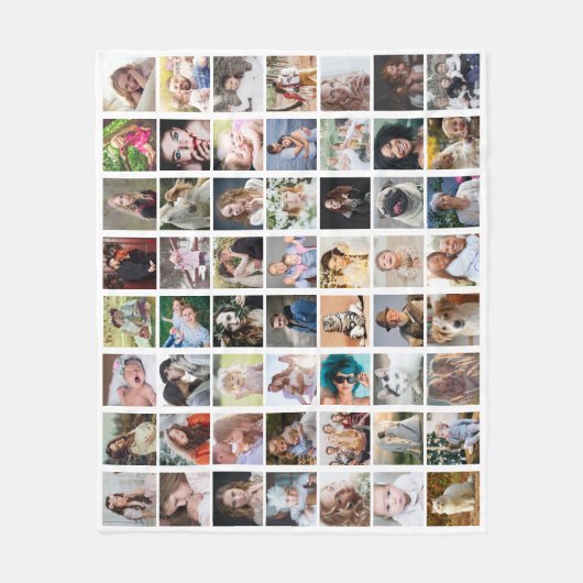 ファミリーフォトコラージュ56スクエア写真簡単カスタム フリースブランケット (正面)