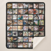 ファミリーフォトコラージュ56スクエア写真簡単カスタムBk シェルパブランケット (正面)