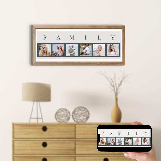 ファミリーフォトコラージュ6写真ストリップカスタム ポスター