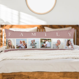 ファミリーフォトコラージュ6写真ピンク抱き枕 ボディピロー