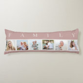 ファミリーフォトコラージュ6写真ピンク抱き枕 ボディピロー (正面)