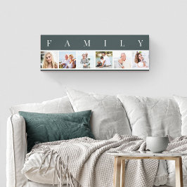 ファミリーフォトコラージュ6写真石板グレー キャンバスプリント