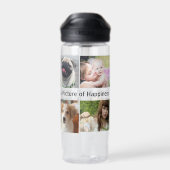 ファミリーフォトコラージュ8カスタム写真 |名前文字 ウォーターボトル (背面)