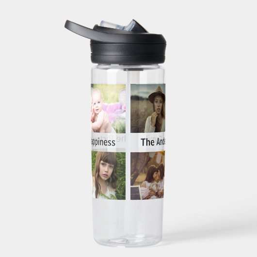 ファミリーフォトコラージュ8カスタム写真 |名前文字 ウォーターボトル (右面)