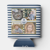 ファミリーフォトコラージュ8写真モノグラムいかりストライプ 缶クーラー (裏面)