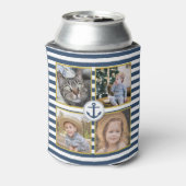 ファミリーフォトコラージュ8写真モノグラムいかりストライプ 缶クーラー (缶裏面)