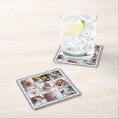 ファミリーフォトコラージュ9インスタグラム写真|大理石 スクエアペーパーコースター (インサイチュ)